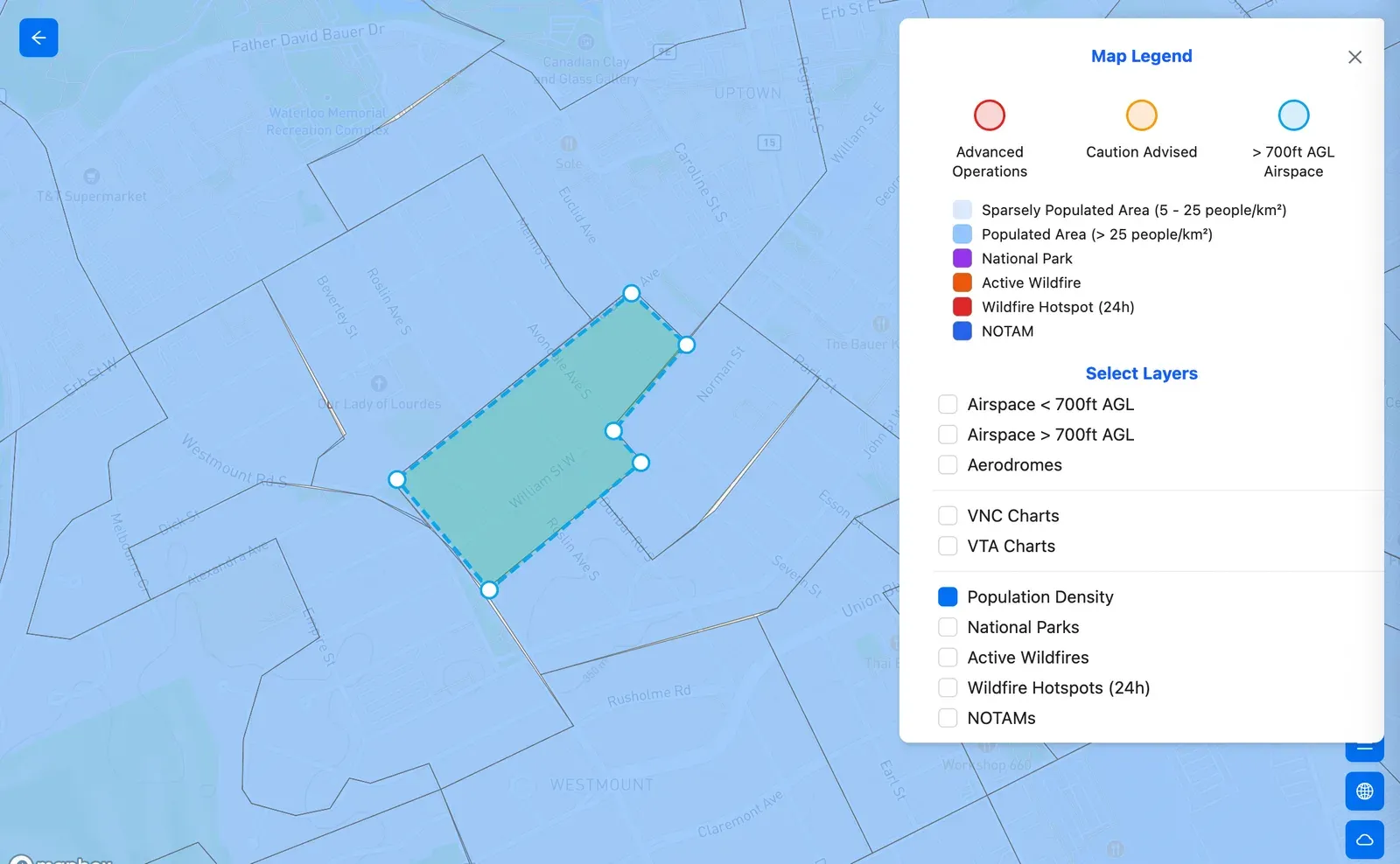 Contextual map layers toggled on while drawing a geometry