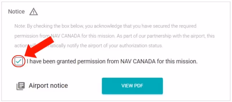 Acknowledge NAV CANADA Approval screenshot