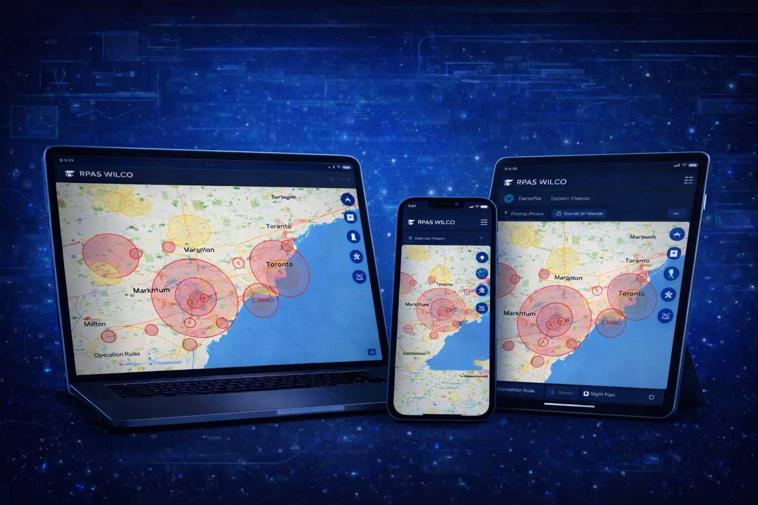 RPAS WILCO flight planning map interface